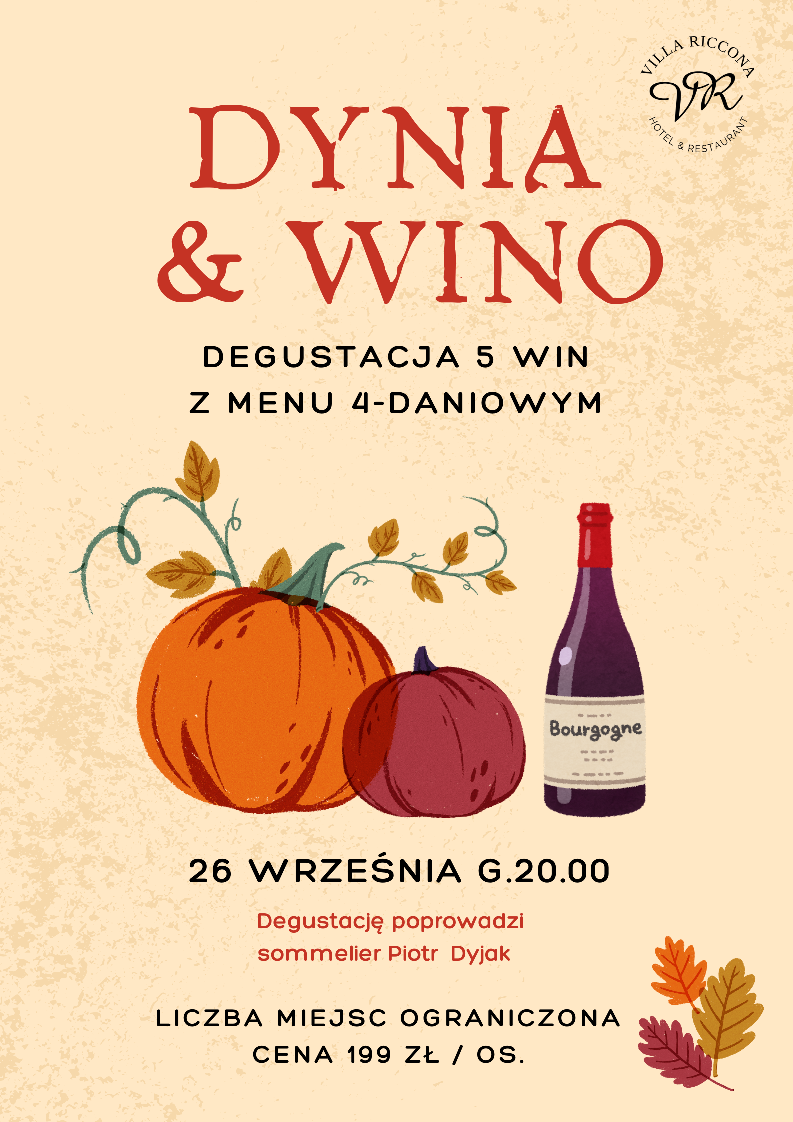DYNIA & WINO – Degustacyjna kolacja jesienna w Villa Riccona